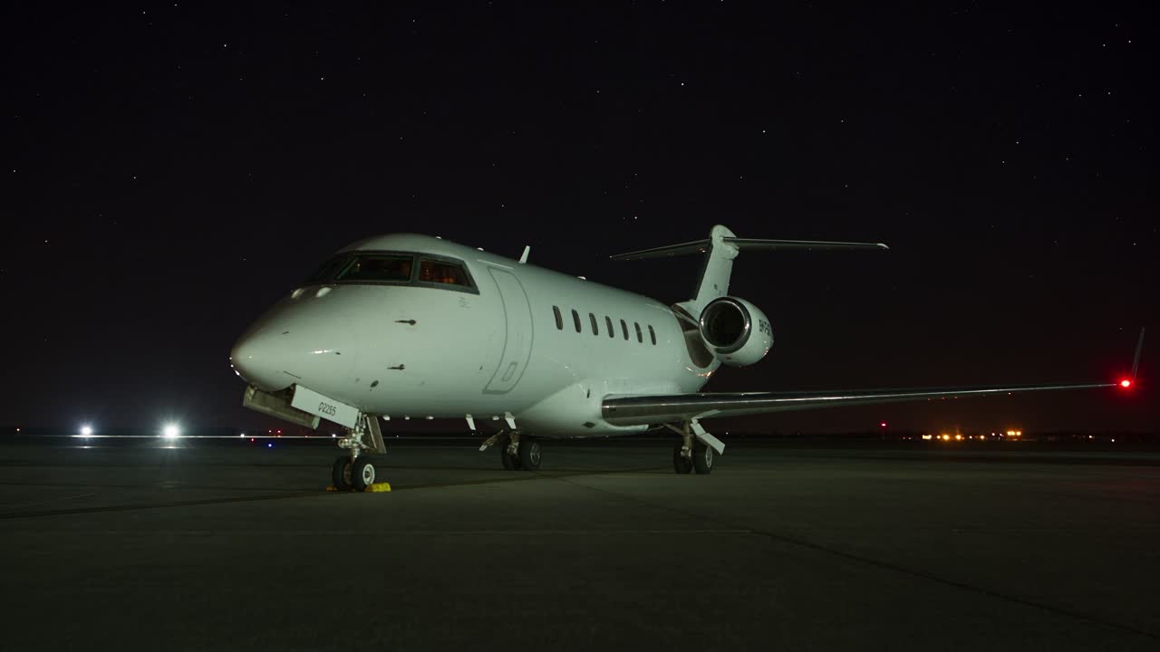 Illustrative aircraft scene at night